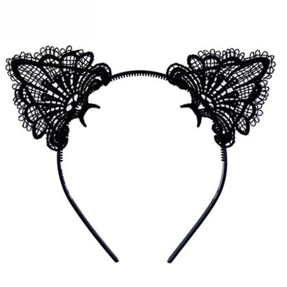black lace cat ears headband - Picture 4 of 7